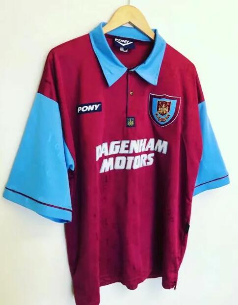 1895-96 100th Year West Ham United Retro Home Kit Soccer Jersey